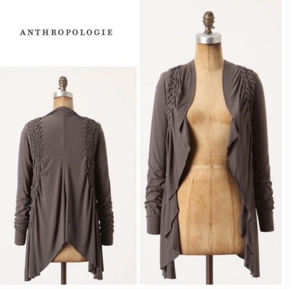 Anthropologie Sweaters - 🔴5/$25 Anthro Gray Braided Waterfall Cardigan